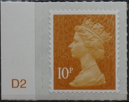 2016 GB - SGU2923-16 10p Lt Tan (D) M16L Cylinder D2 Single MNH